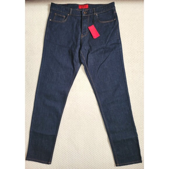 NWT Carolina Herrera Mens Dark Wash Stretch Denim Straight Leg Jeans Portugal 34 - Picture 1 of 12